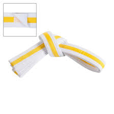 WHITE BELT WITH YELLOW STRIPES