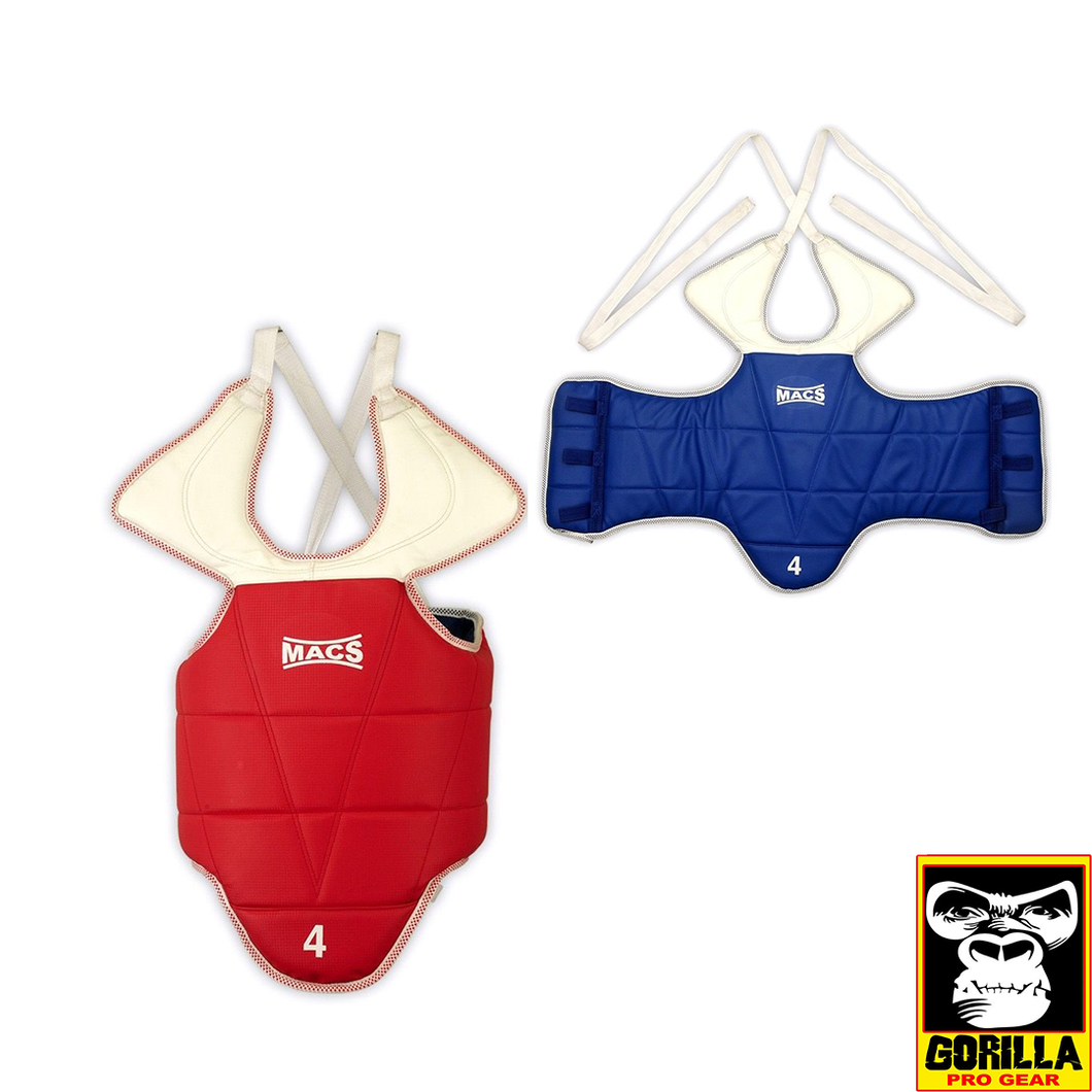 TKD REVERSABLE CHEST GUARD IN BLUE AND RED